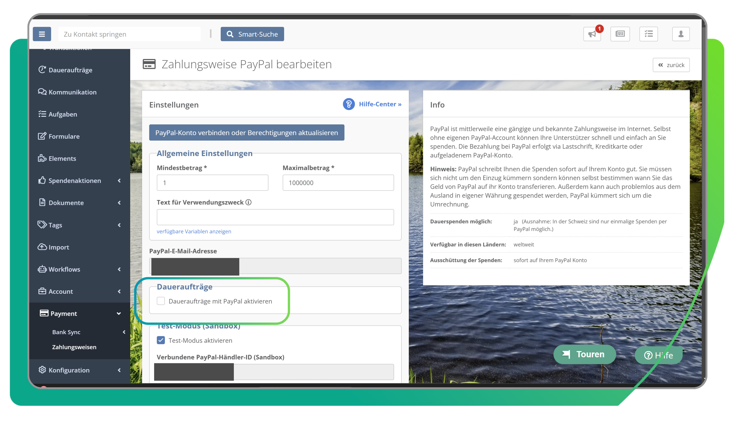 PayPal Dauerspende aktivieren