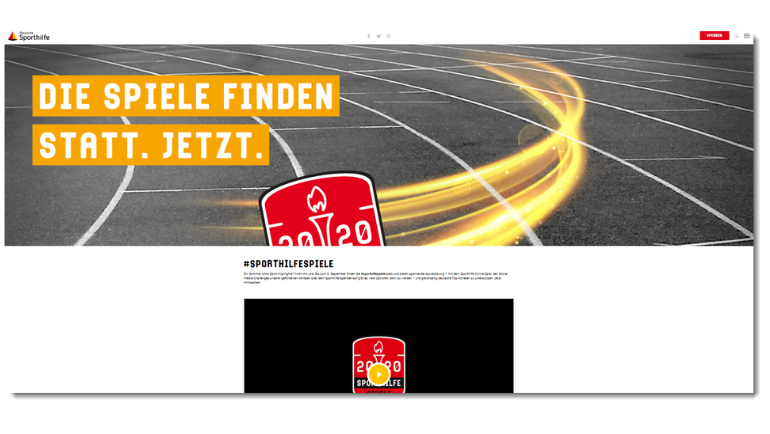 Landingpage der #sporthilfespiele mit viel Information und Video-Content