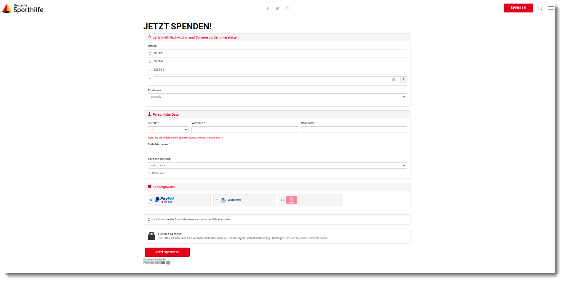 Spendenformular-Landingpage-sporthilfespiele