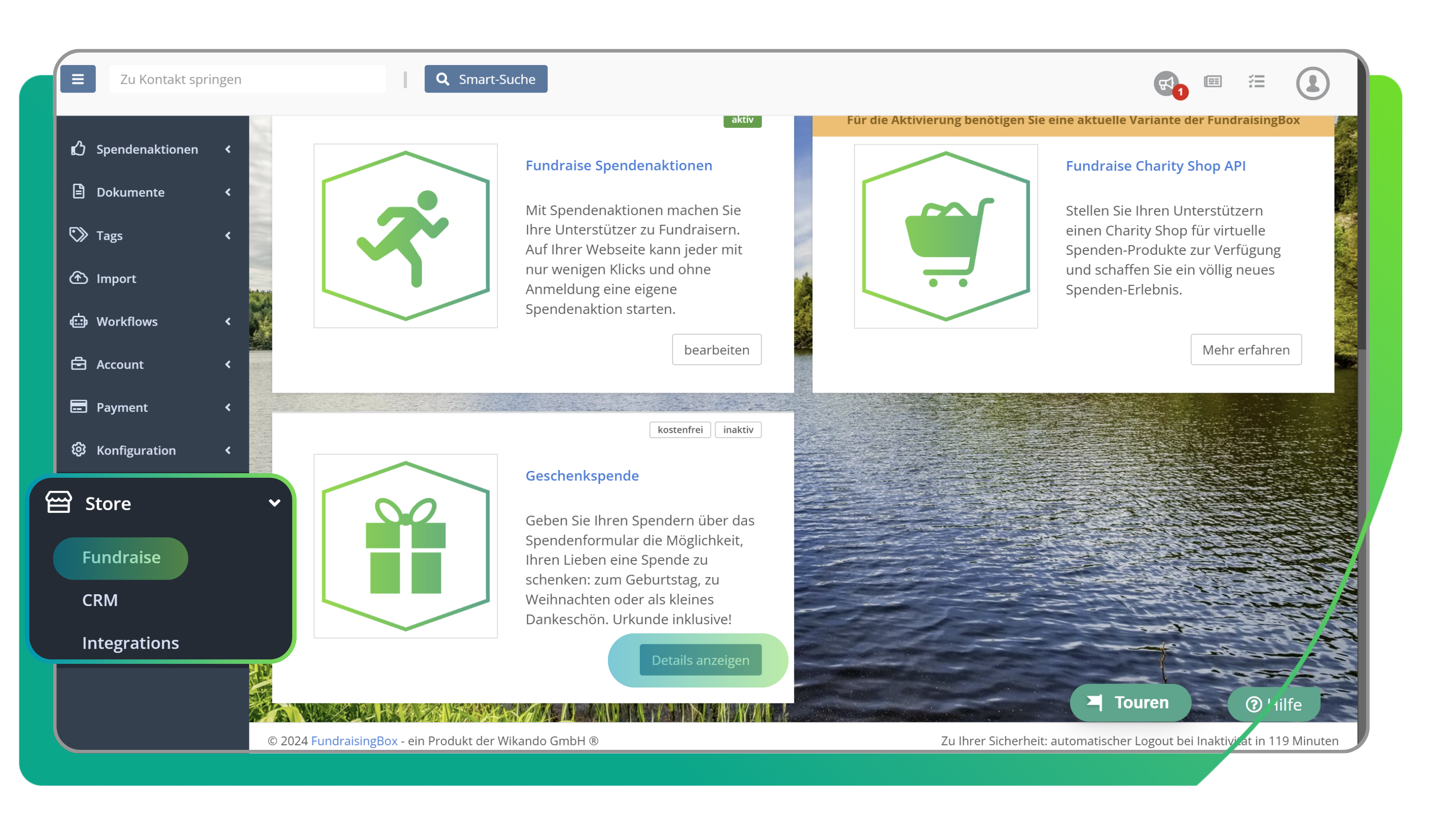 Geschenkspende aktivieren Schritt 1