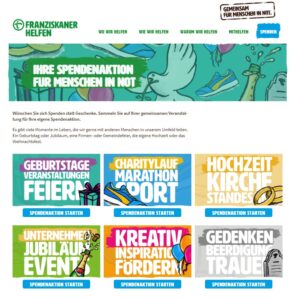 Einbindung der Spendenaktionen auf der Seite von Franziskaner Helfen