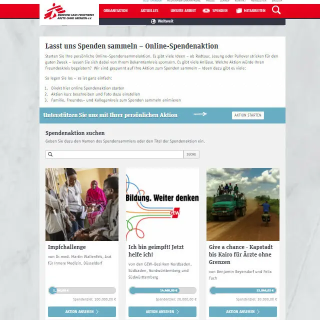 Spenden sammeln für Ärzte ohne Grenzen Deutschland