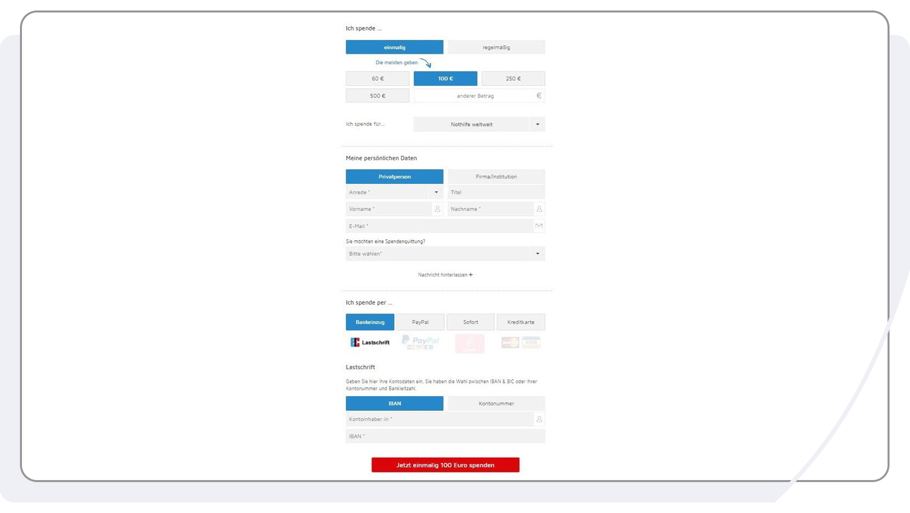 So hat Aktion Deutschland Hilft das Spendenformular der FundraisingBox umgesetzt.