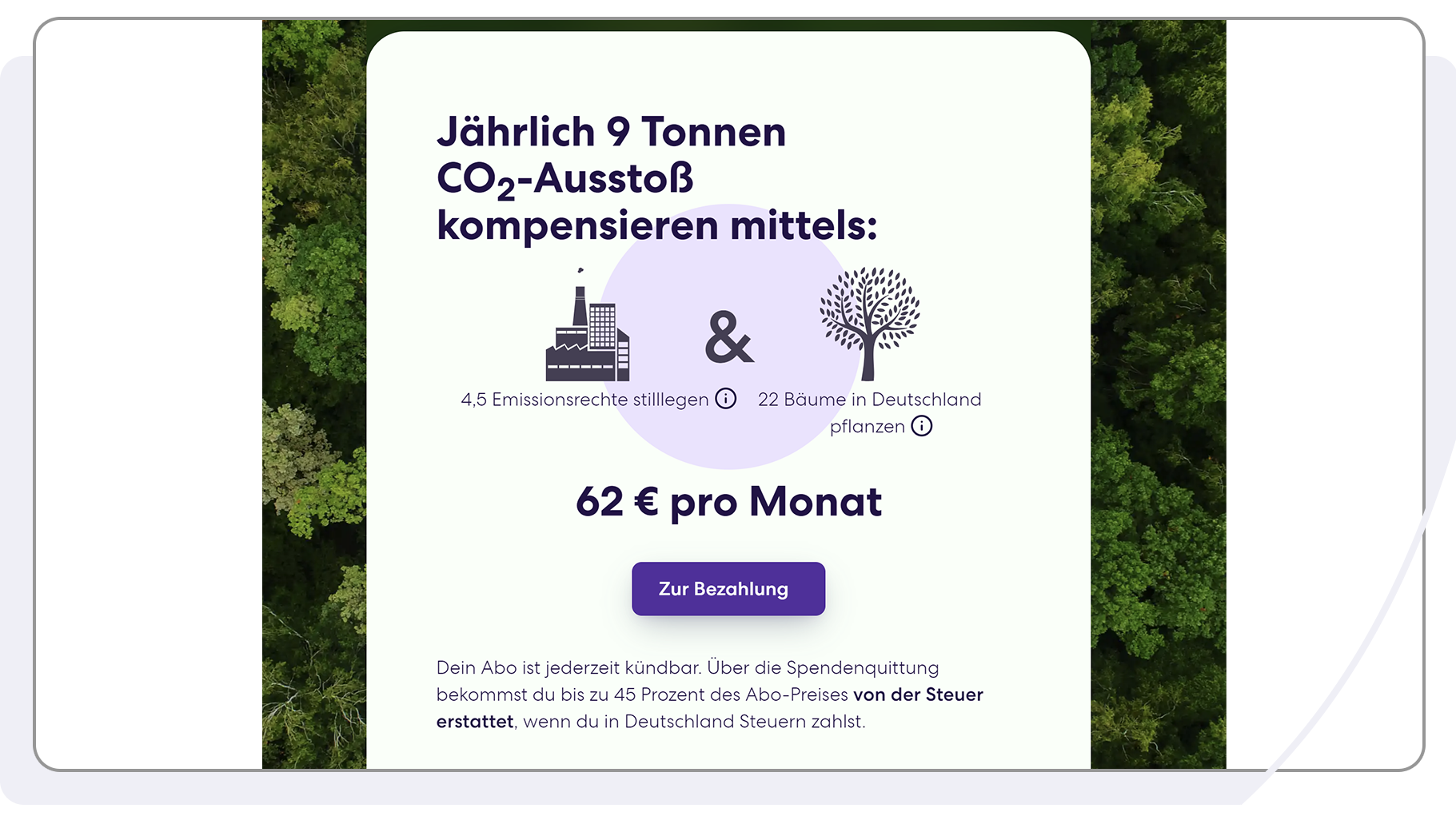 So hat For Tomorrow das Spendenformular der FundraisingBox für ihre Klimaabos umgesetzt.