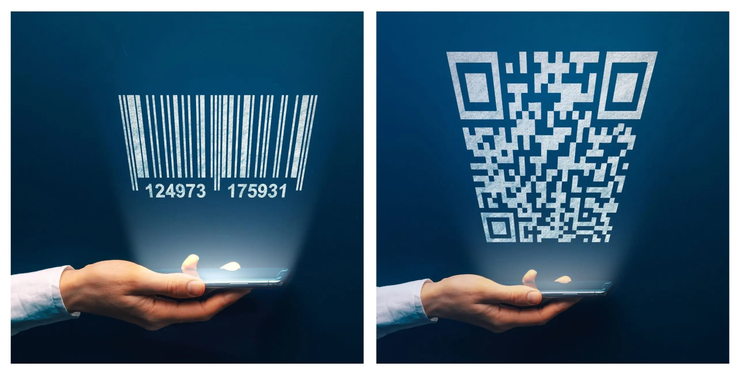 Barcode und QR-Code nebeneinander dargestellt.