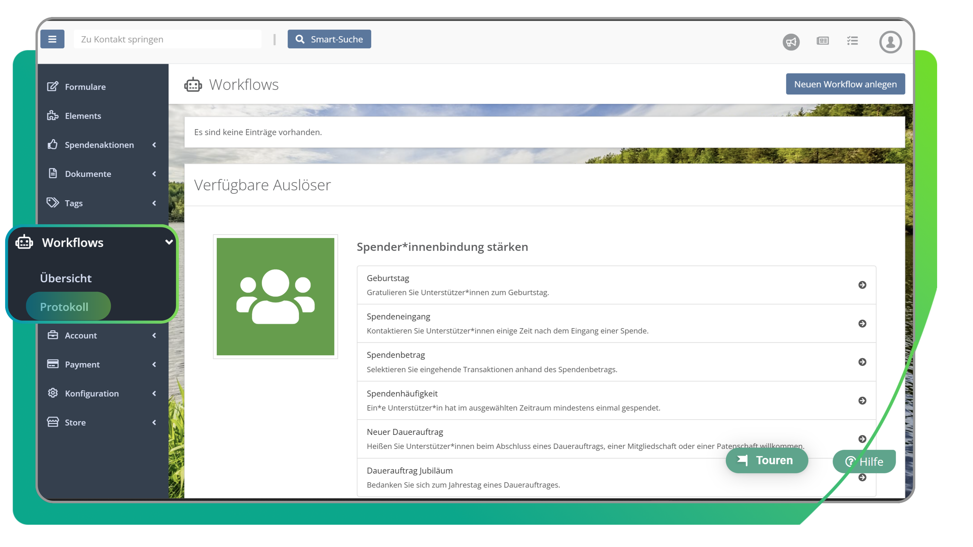 Protokoll einsehen Workflows