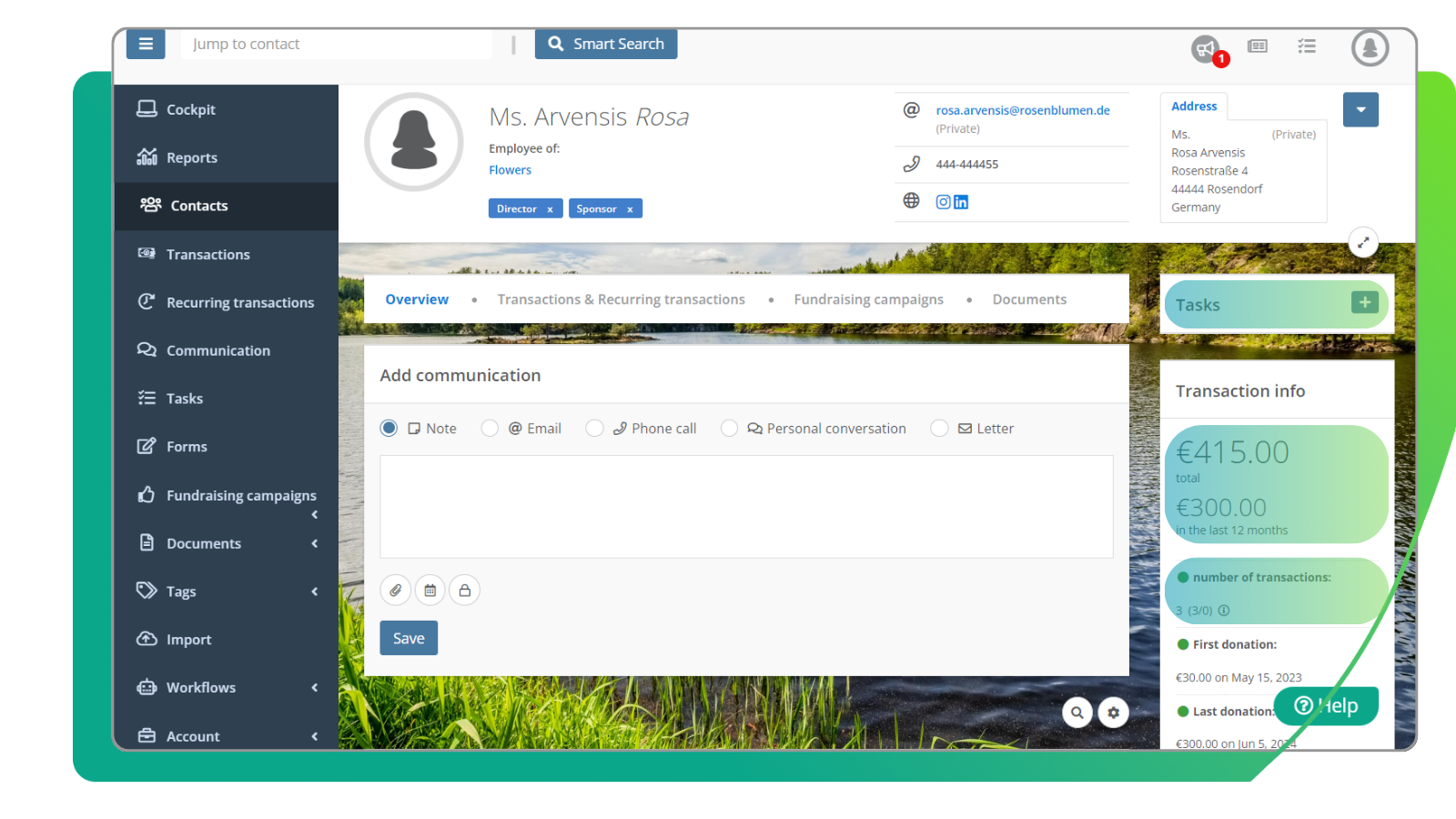 Contact Details and easy donor management CRM for NGOs