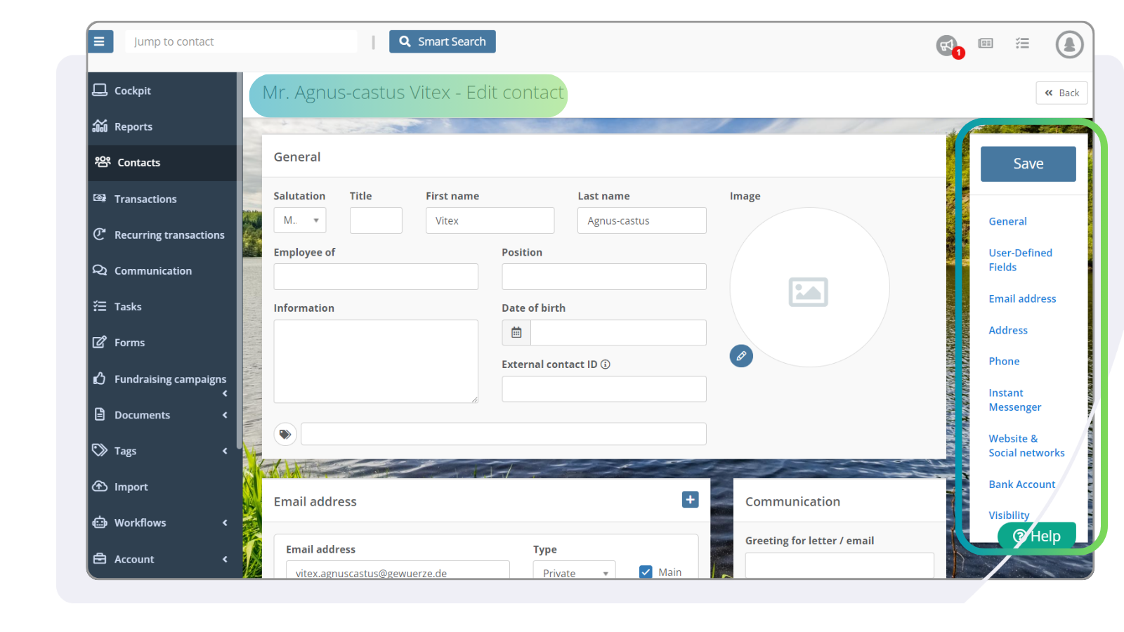Edit contact in the FundraisingBox