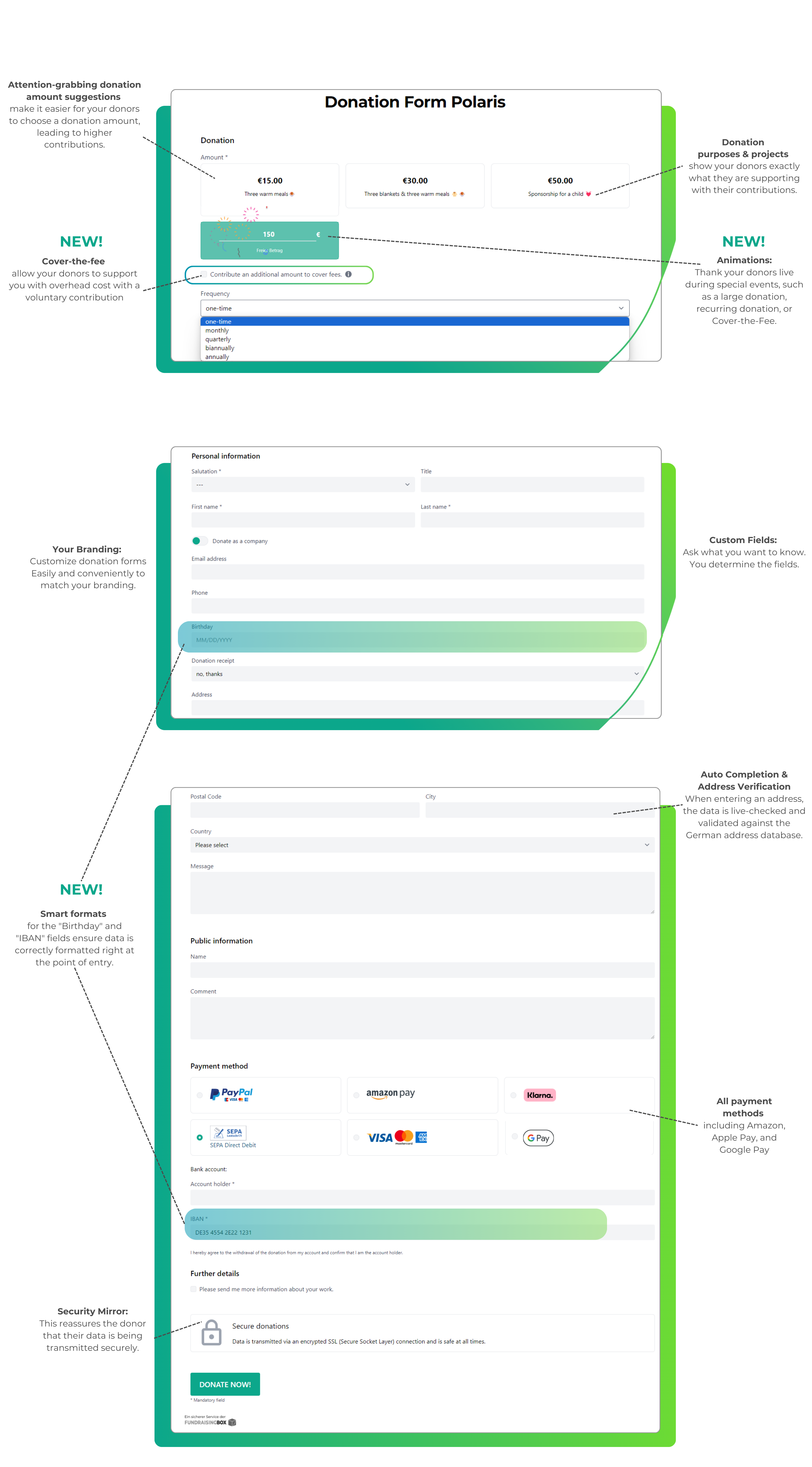 Raise more donations with the donation forms of the FundraisingBox