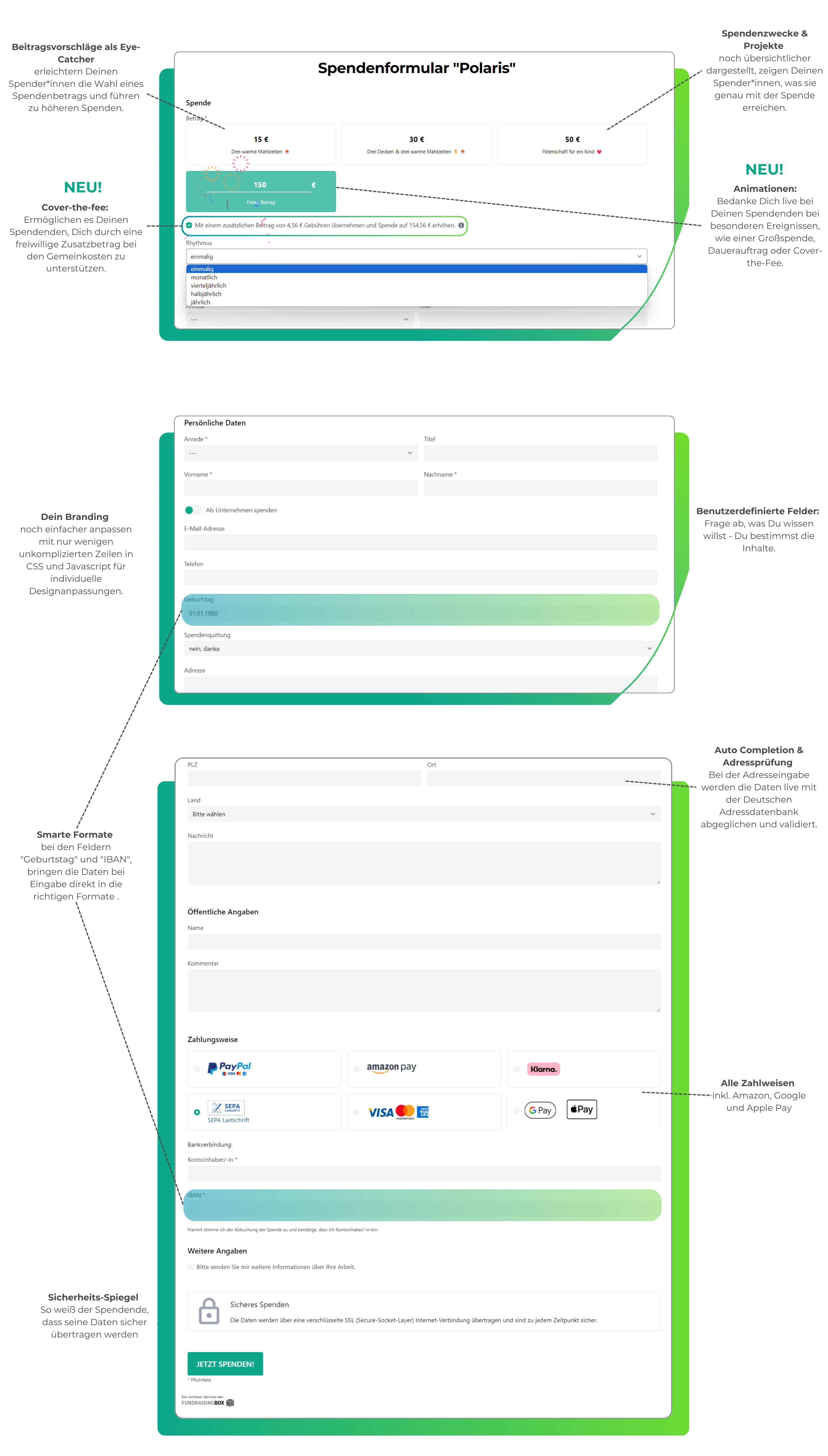 Spendenformular der FundraisingBox damit du noch einfacher Spenden sammelst