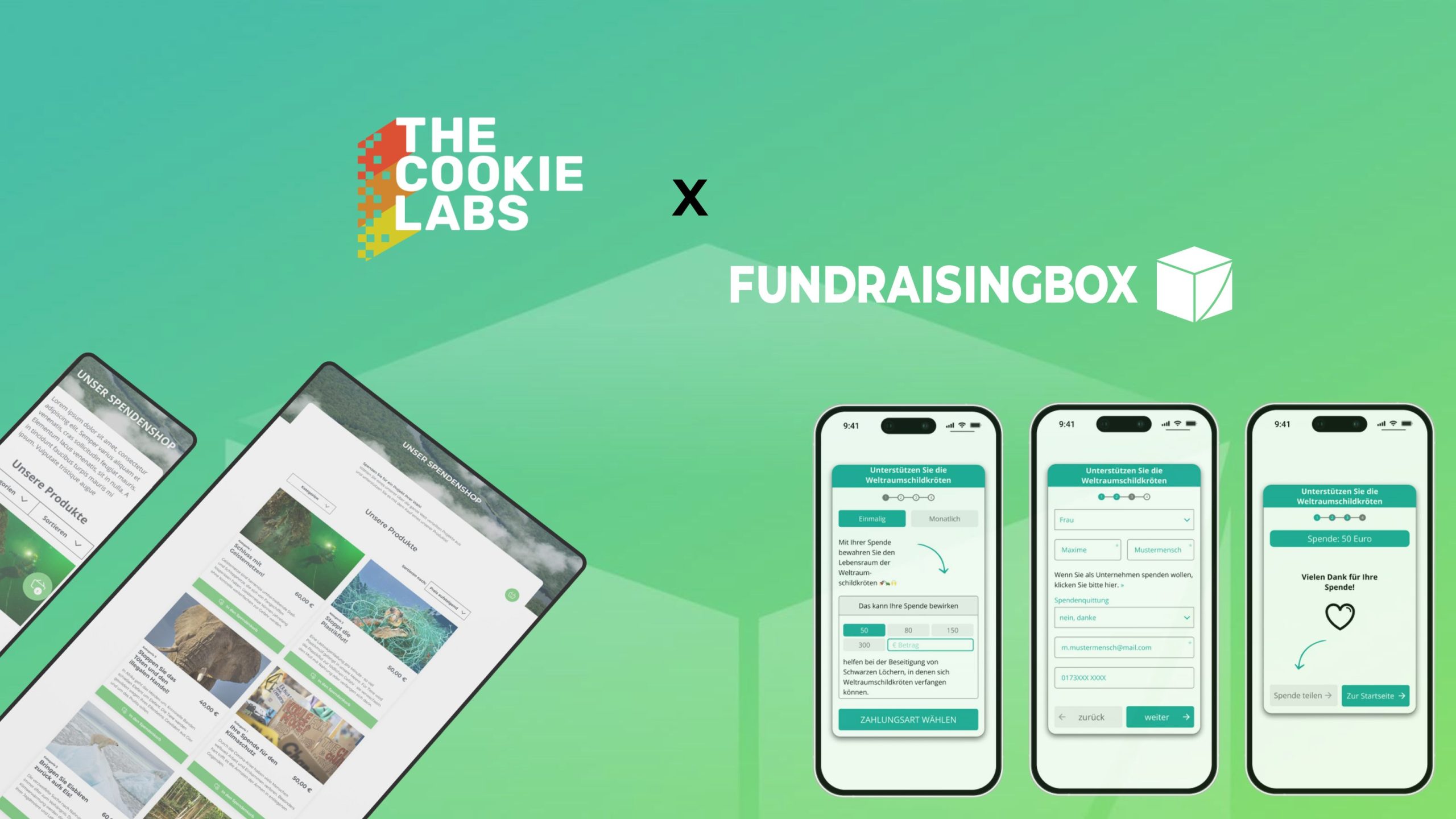 SpendenShop und SpendenWidget von the Cookie Labs und FundraisingBox
