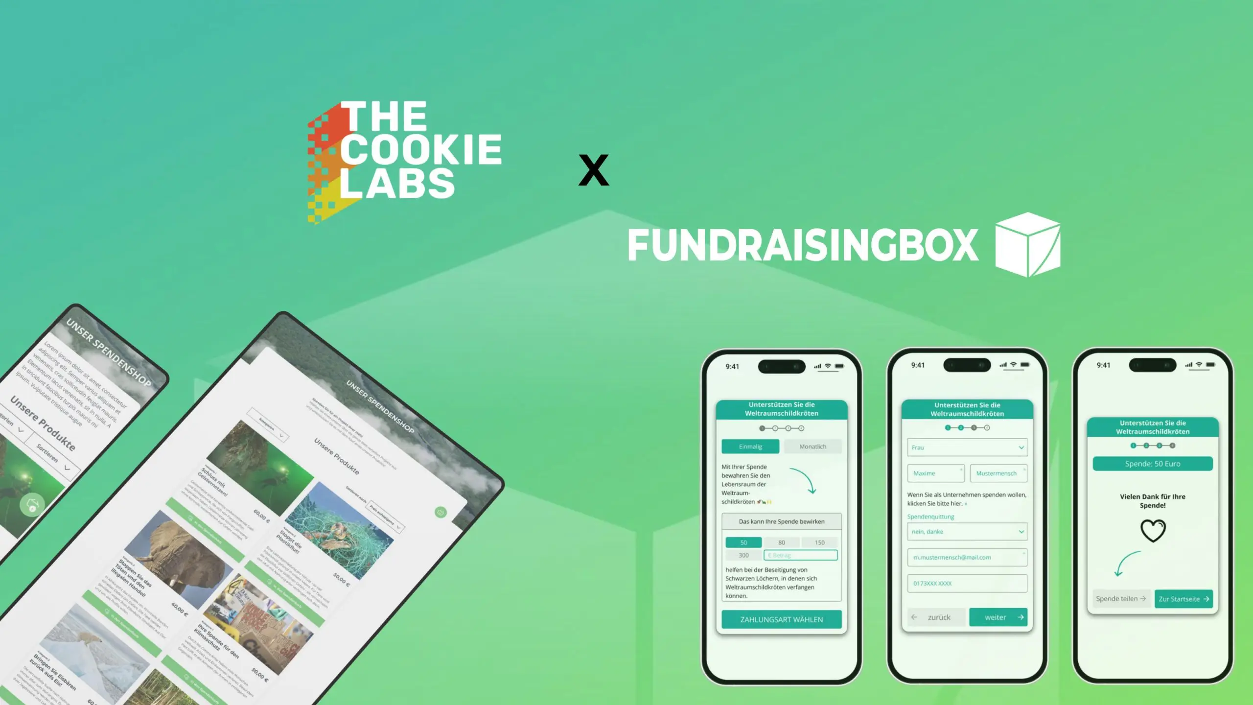 SpendenShop und SpendenWidget von the Cookie Labs und FundraisingBox