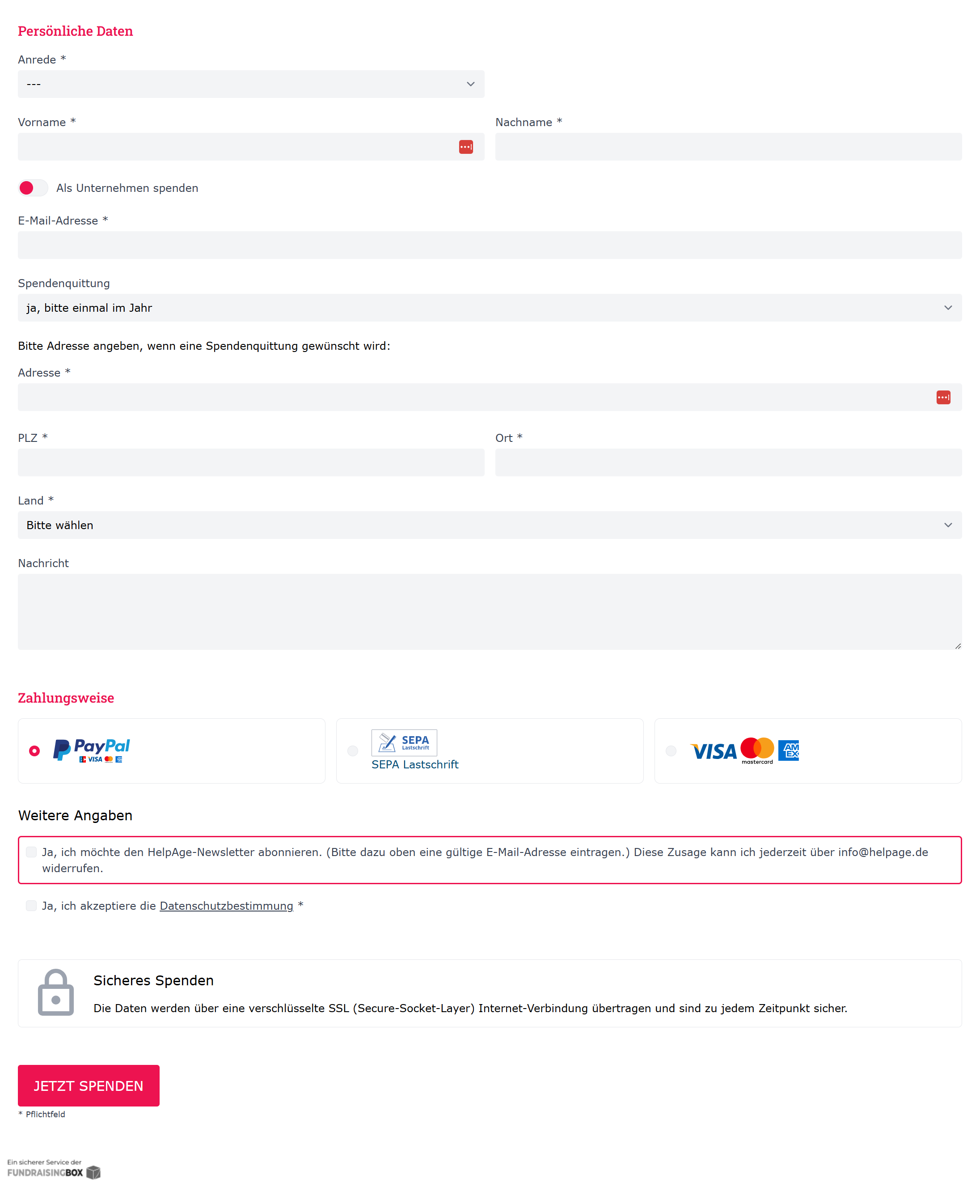 HelpAge Spendenfomular 2