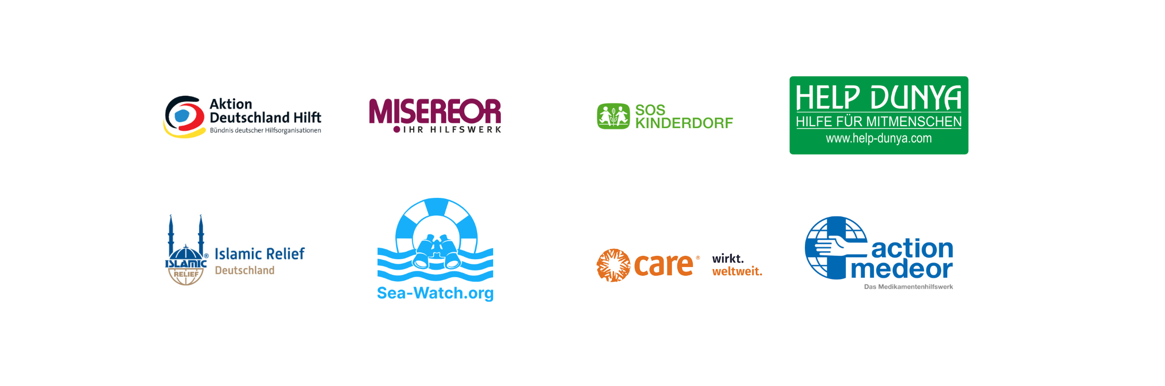 Logos einiger Organisationen, die die FundraisingBox erfolgreich nutzen