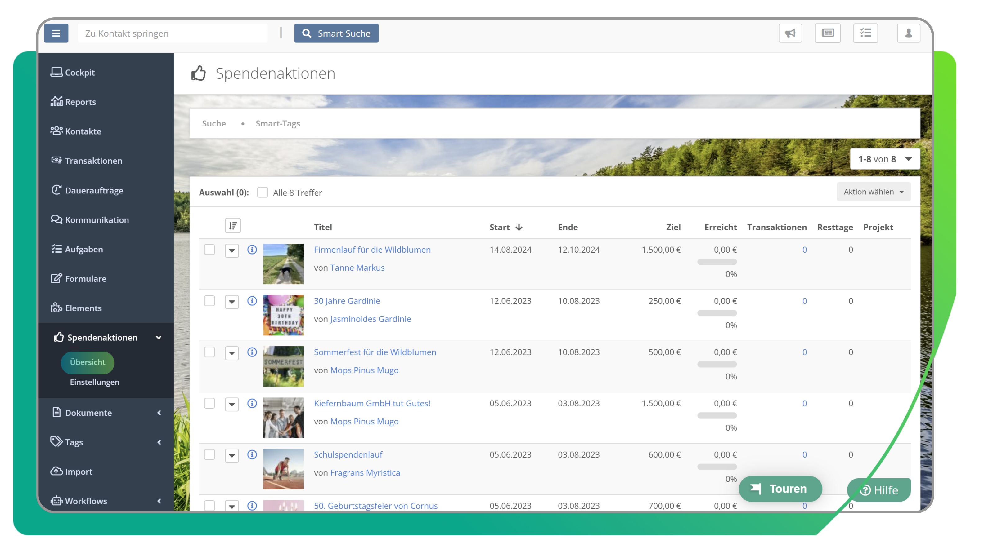 Spendenaktionen verwalten