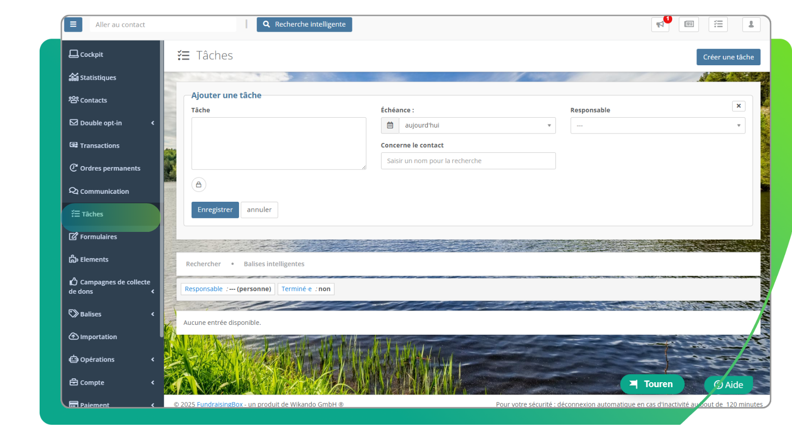 Créer une tâche FundraisingBox