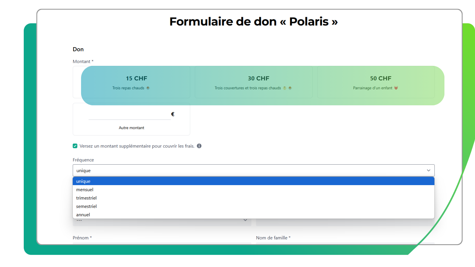 Fomulaire de Don FundraisingBox detaille