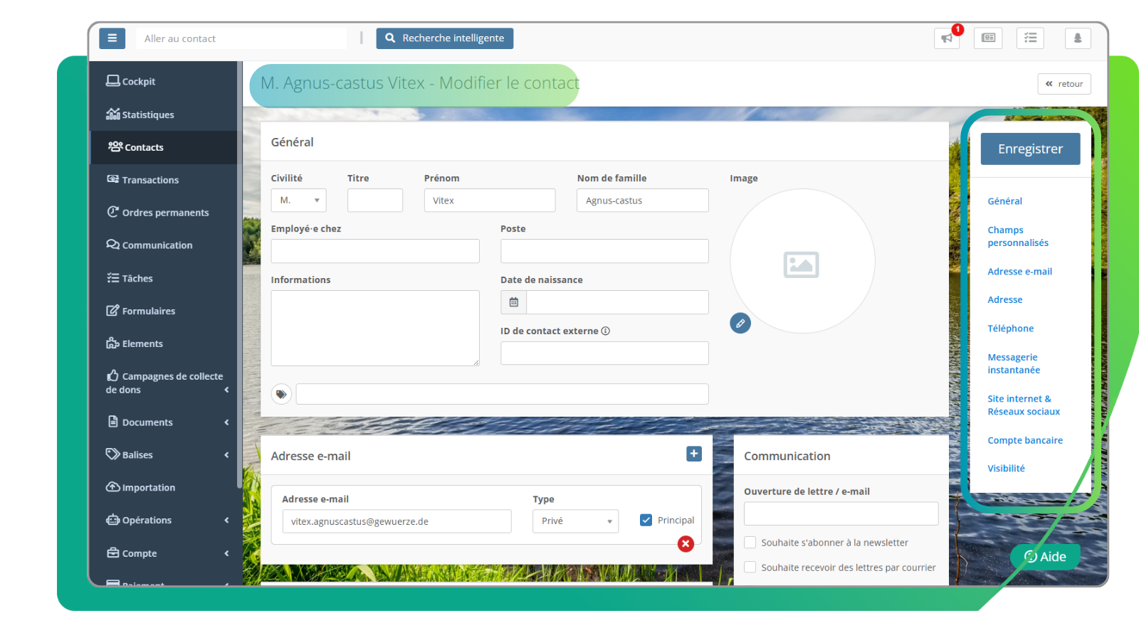 Modifier le contact FundraisingBox