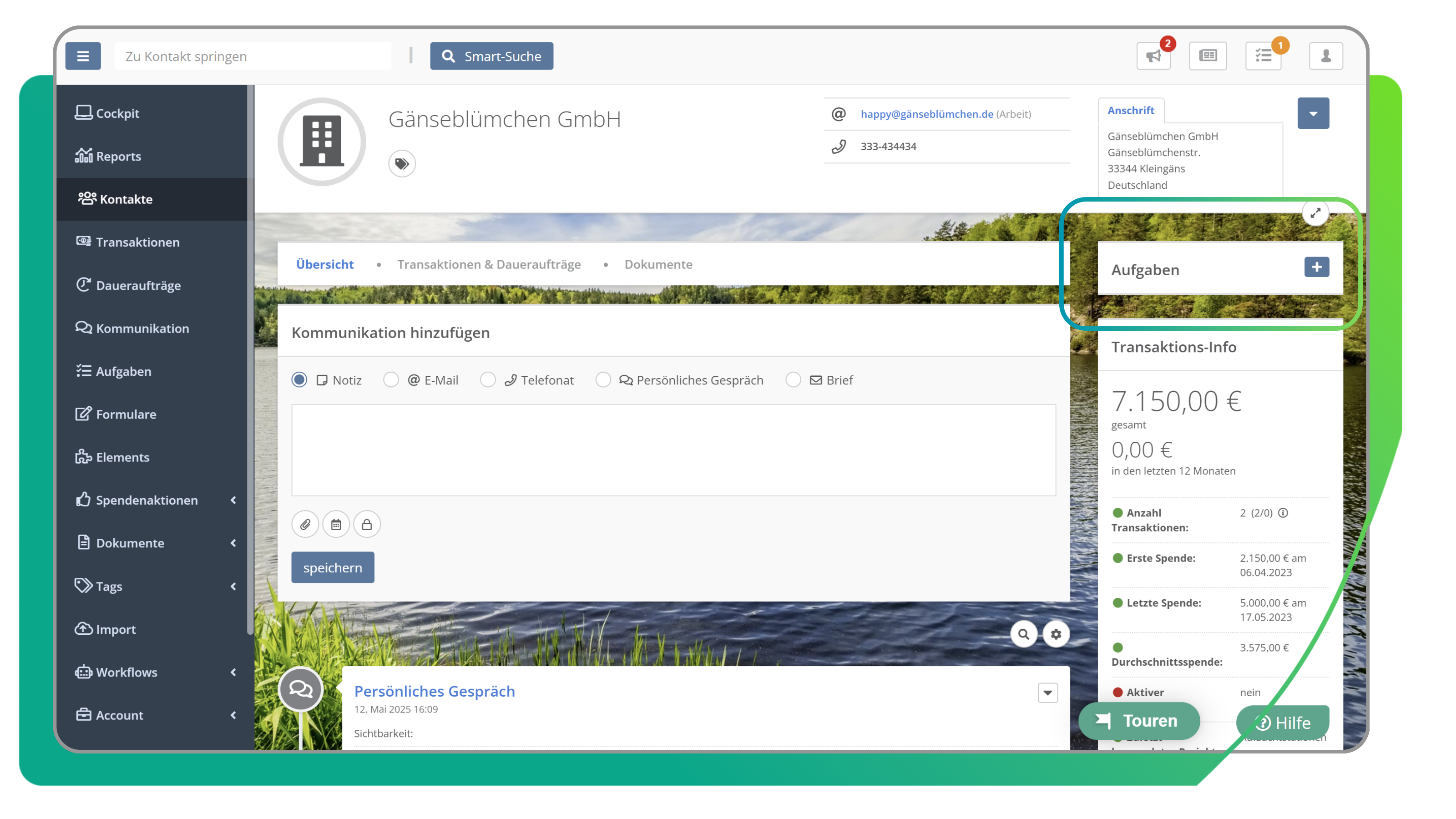 Aufgabenmanagement-Kontakt