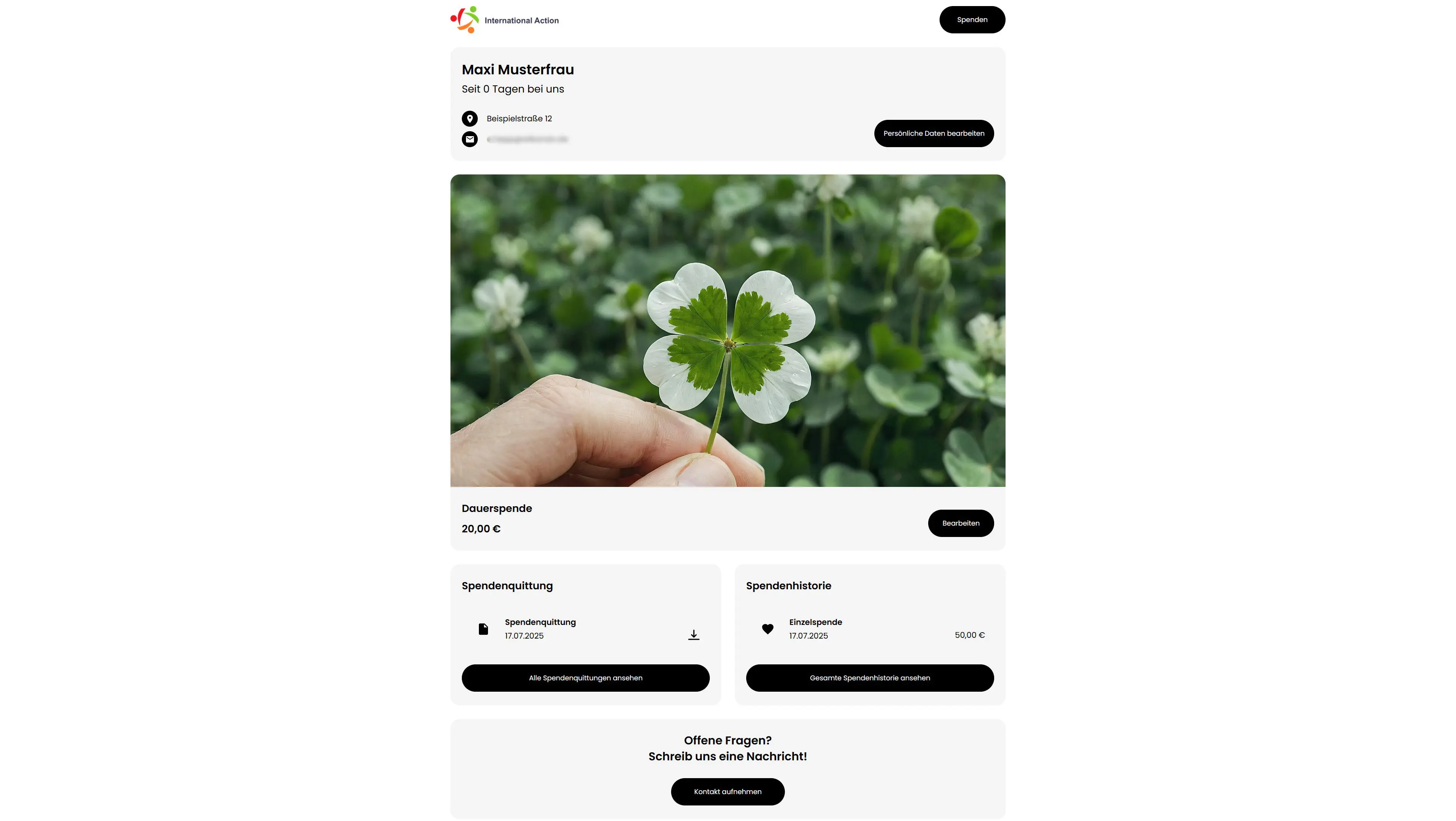 Spendenportal Uebersicht