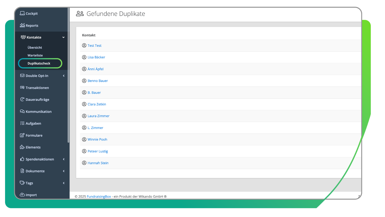 Duplikats-Check Übersicht