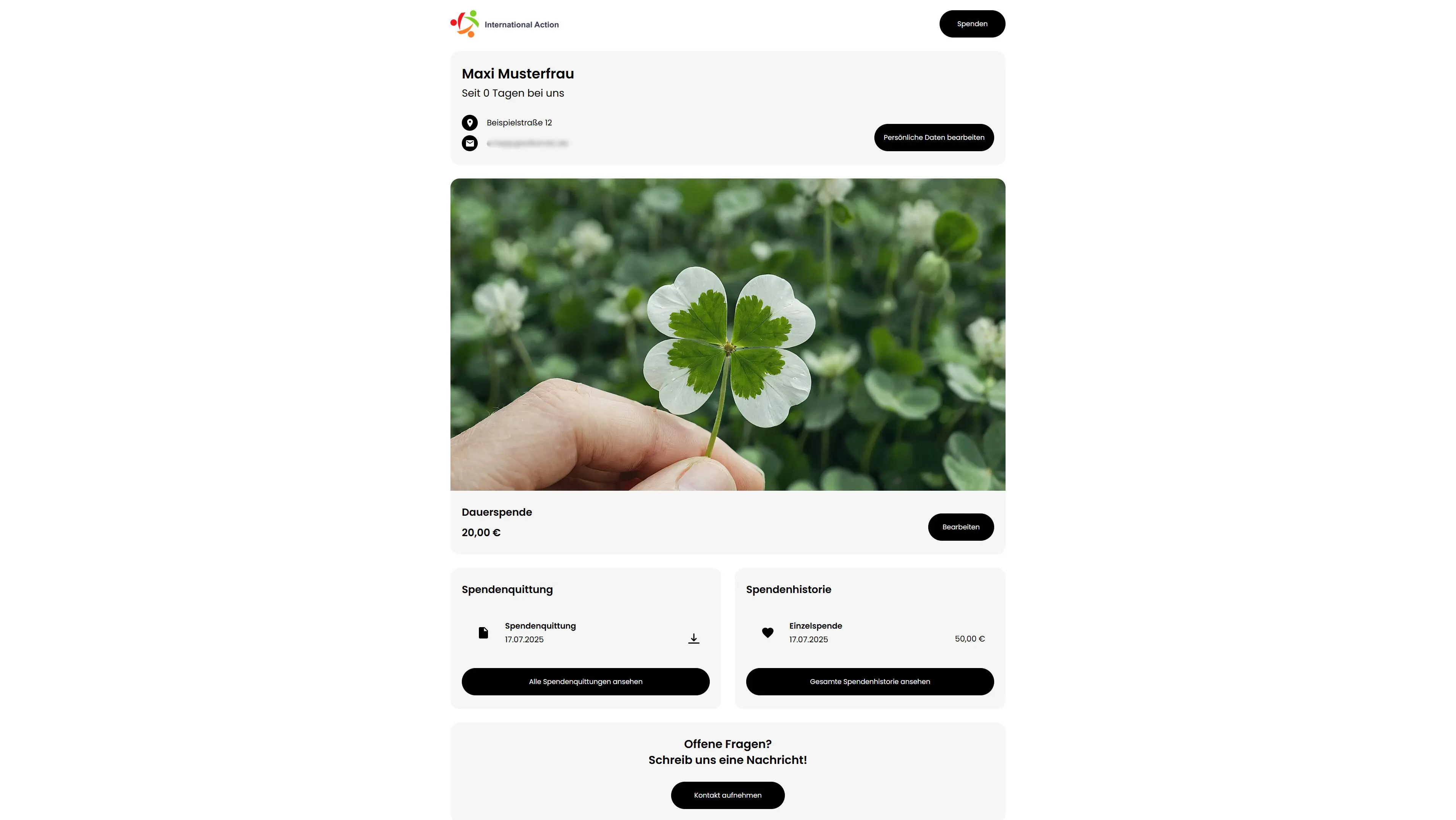 Spendenportal Uebersicht